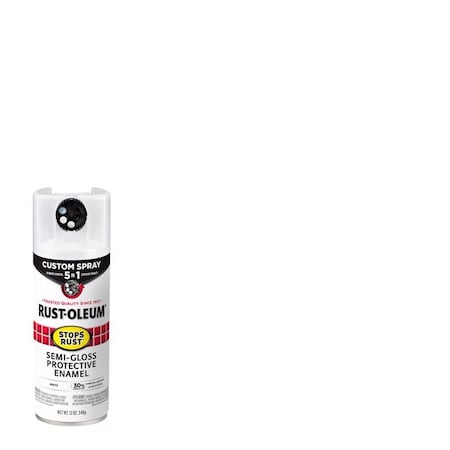 Rust-Oleum Spray Paint, White, Semi-Gloss, Oil, 12 oz 376910